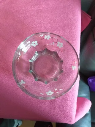 Ensaladera cristal pintada a mano flores
