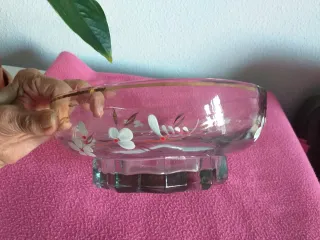 Ensaladera cristal pintada a mano flores