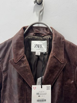 Chaqueta Zara Studio Piel Marrón Talla XS