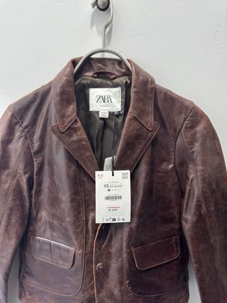 Chaqueta Zara Studio Piel Marrón Talla XS