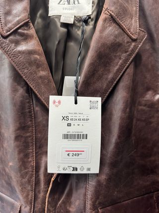 Chaqueta Zara Studio Piel Marrón Talla XS