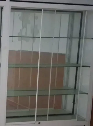 Vitrina Doble 2.50Mts Aluminio Lacado Blanco