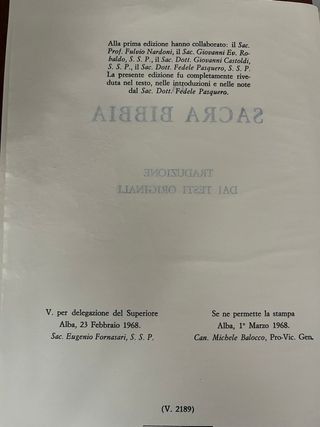 SACRA BIBBIA (stampa gennaio 1975)