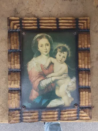 Cuadro Virgen con Niño Marco Madera