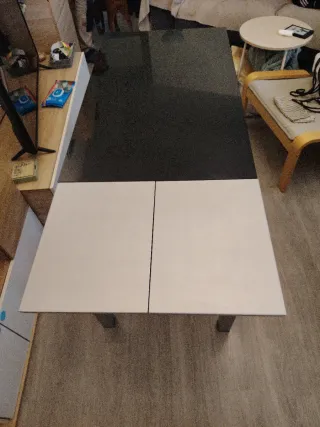 Mesa extensible Ondarreta cristal negro y metal