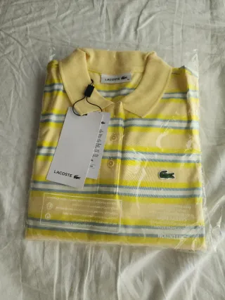 Polo Lacoste Mujer Rayas Amarillo Talla S/36