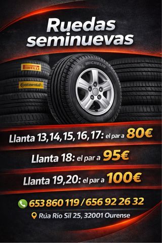 Neumáticos seminuevos Michelin, Pirelli...