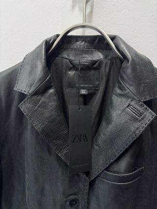 Chaqueta de Piel Negra XL Zara