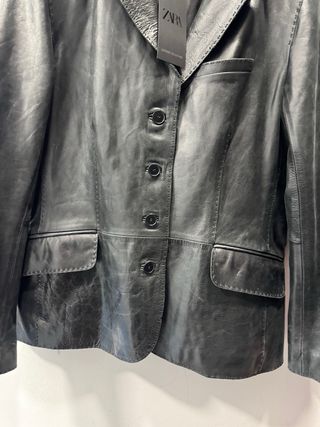 Chaqueta de Piel Negra XL Zara