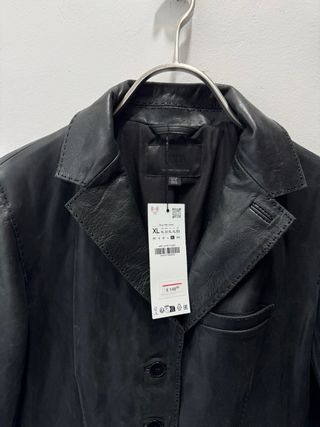 Chaqueta de Piel Negra XL Zara