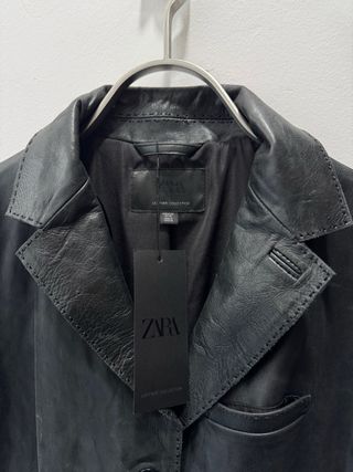 Chaqueta de Piel Negra XL Zara