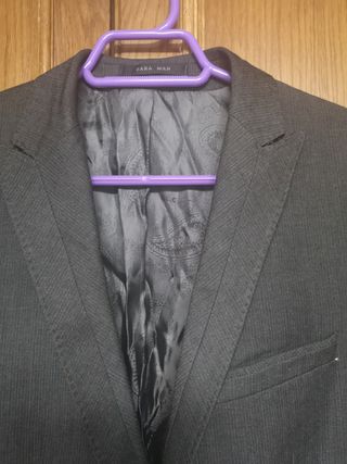 Chaqueta Zara hombre talla 46 gris tailored fit