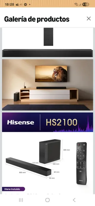 Hisense HS2100 Barra de Sonido 2.1CH