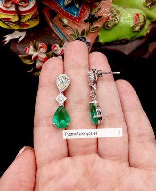 Pendientes Alta Joyería Diamantes y Esmeraldas