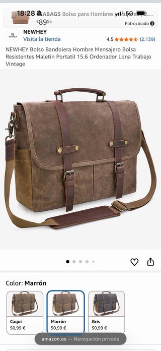 Maletín Portadocumentos/Portátil lona y piel