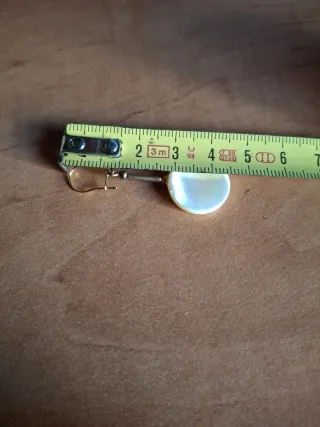 Pendientes largos dorados con nácar