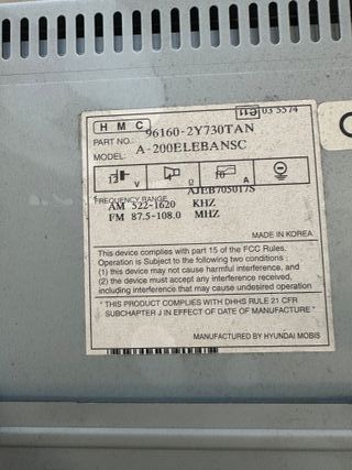 Radio Hyundai ix35 2011 Original Bluetooth MP3