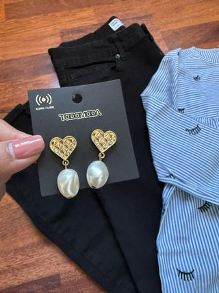 Conjunto blusa rayas y pantalón negro