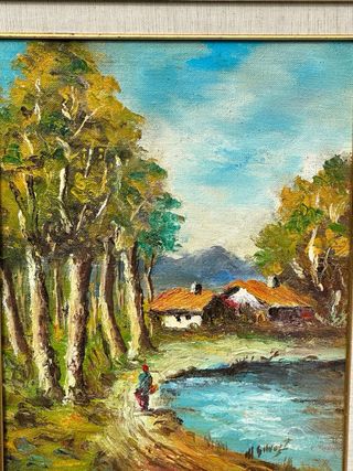 Quadro antico a olio paesaggio