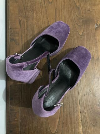 Zapatos plataforma terciopelo morado