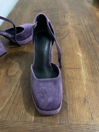 Zapatos plataforma terciopelo morado