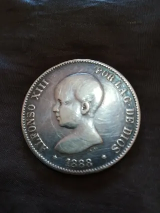 Moneda Plata Alfonso XIII 1888