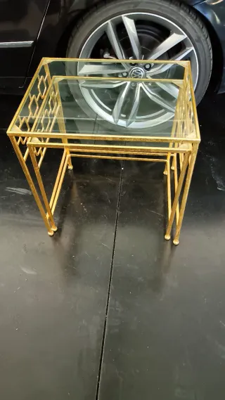 Mesitas nido Zara Home doradas cristal