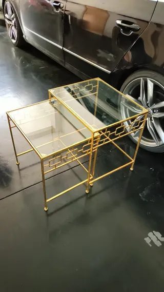 Mesitas nido Zara Home doradas cristal