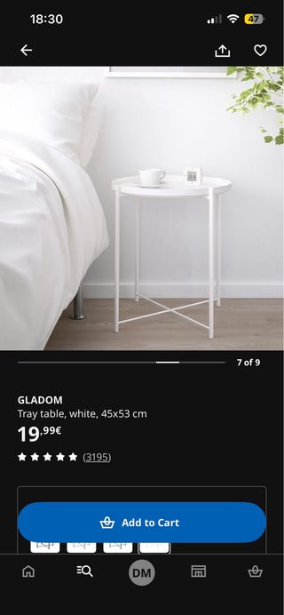 Mesa auxiliar Gladom Ikea blanca
