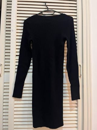 Vestido negro canalé manga larga Vila Clothes S 36