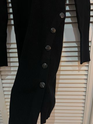 Vestido negro canalé manga larga Vila Clothes S 36