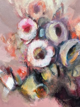 Antico quadro a olio floreale