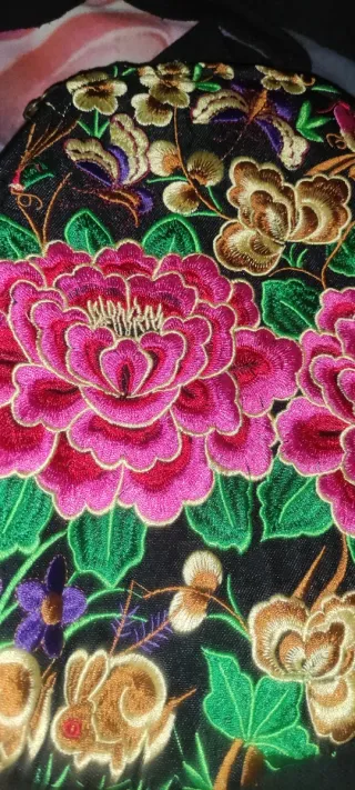 Bolso bandolera bordado flores