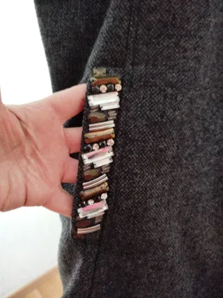 Conjunto señora gris, vestido y chaleco