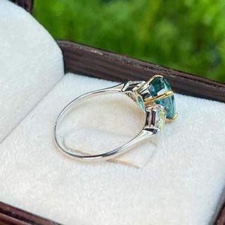 Anillo Oro 14K Circón Azul Natural