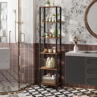 Estantería 6 Niveles Madera y Metal