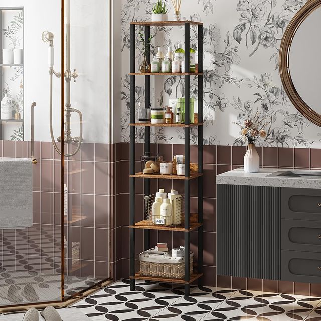 Estantería 6 Niveles Madera y Metal