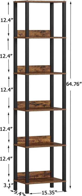 Estantería 6 Niveles Madera y Metal
