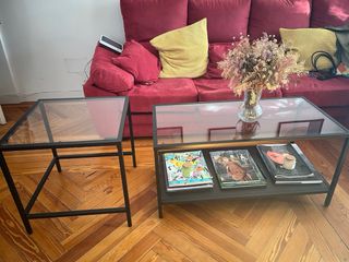 Conjunto 2 mesas cristal y metal