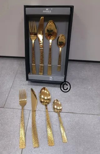 Set Posate 24 Pezzi Oro Bavaria