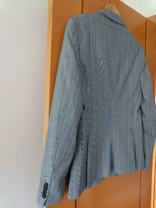 Traje Zara Gris cuadros Rayas