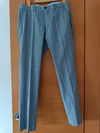 Traje Zara Gris cuadros Rayas