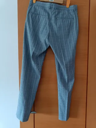 Traje Zara Gris cuadros Rayas