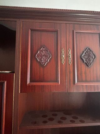 Mueble de salón antiguo madera y cristal