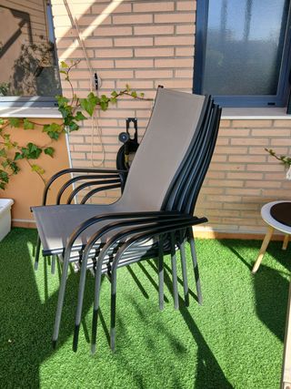 Juego 4 Sillas Jardín Exterior Apilables