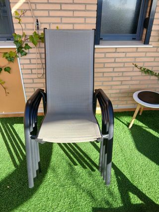 Juego 4 Sillas Jardín Exterior Apilables