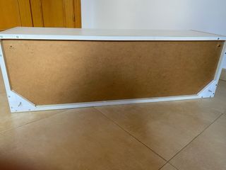 Mueble TV salón madera y blanco