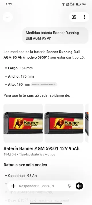 Batería Banner Running Bull AGM 95 Ah