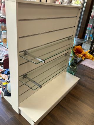 Góndola doble de lana  madera con 6 baldas cristal