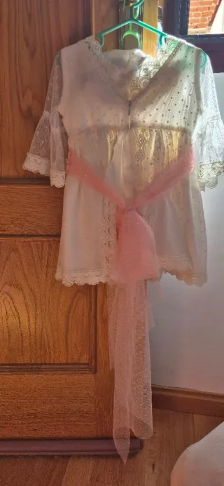 Vestido fiesta niña blanco y rosa